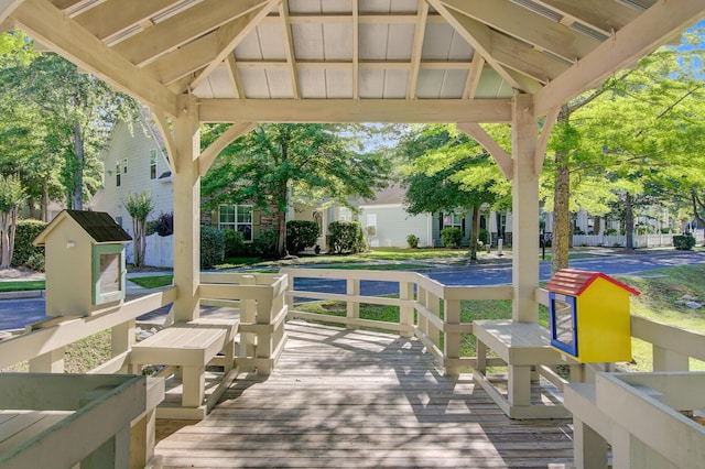 deck with a gazebo