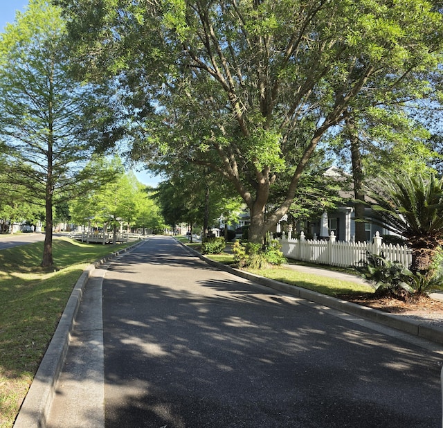 view of road with curbs