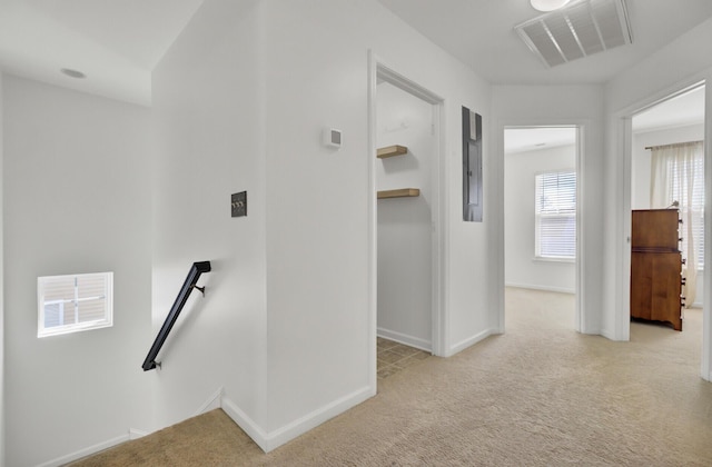 117 Red Leaf Blvd, Moncks Corner, SC 29461 - hall featuring an upstairs landing, carpet, and baseboards