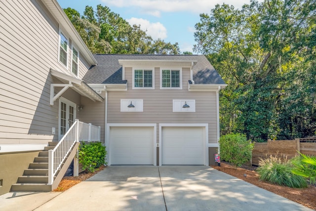 exterior space with a garage