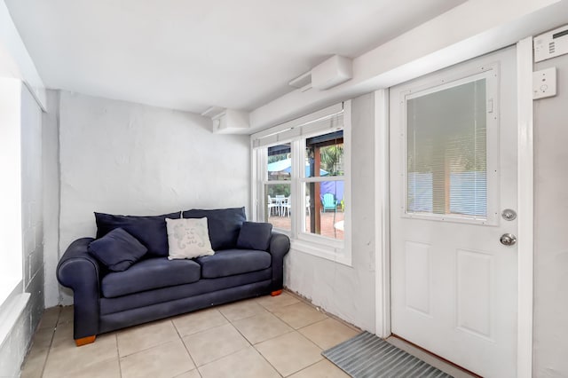 interior space featuring light tile patterned floors