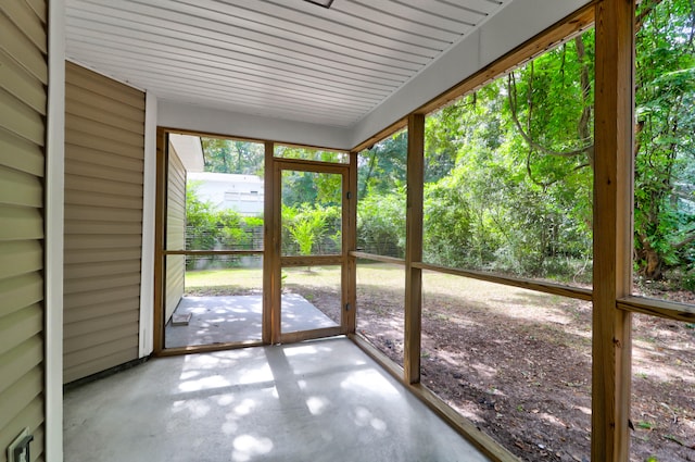 view of unfurnished sunroom