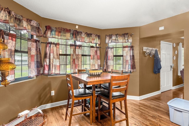 dining area with hardwood / wood-style floors