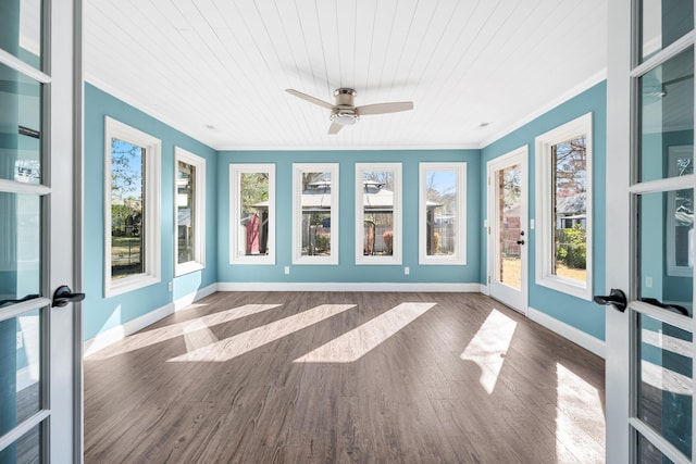 115 Clubhouse Rd, Summerville, SC 29483 - unfurnished sunroom featuring baseboards, wood ceiling, ornamental molding, and wood finished floors