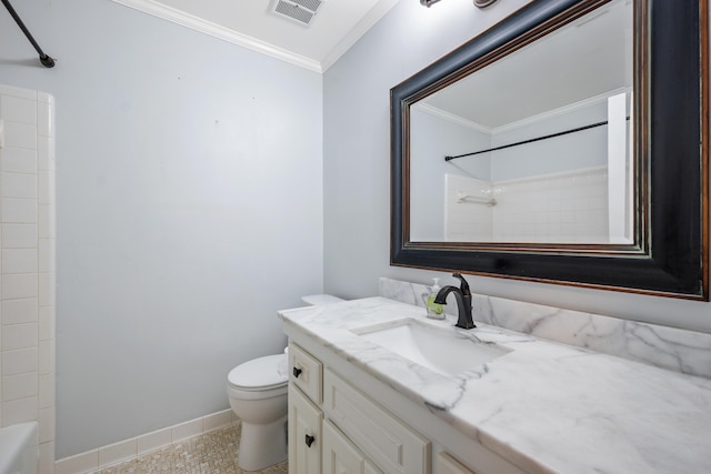 115 Clubhouse Rd, Summerville, SC 29483 - bathroom with visible vents, baseboards, toilet, crown molding, and vanity