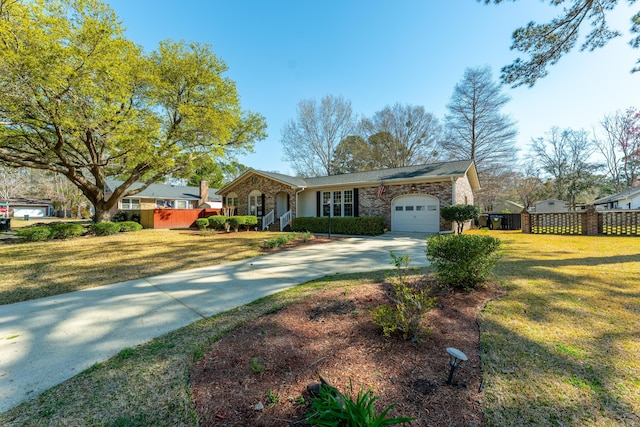 115 Clubhouse Rd, Summerville, SC 29483 - ranch-style house featuring concrete driveway, fence, a garage, and a front lawn