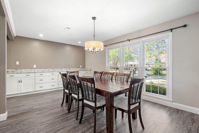 115 Clubhouse Rd, Summerville, SC 29483 - dining room featuring baseboards, recessed lighting, a chandelier, and wood finished floors