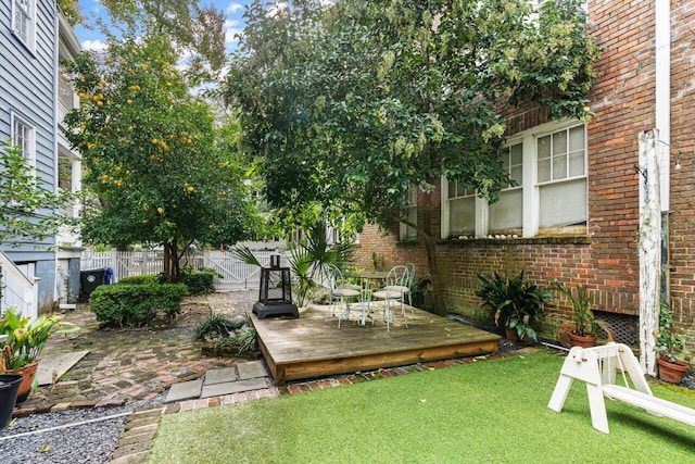 view of yard featuring a deck