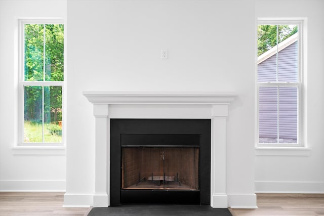 1076 Williams Rd, Charleston, SC 29412 - detailed view of a fireplace with flush hearth, wood finished floors, and baseboards