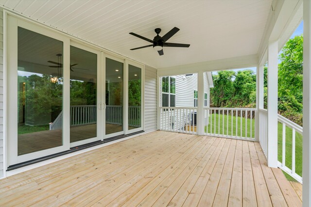 1076 Williams Rd, Charleston, SC 29412 - wooden deck with ceiling fan and a lawn