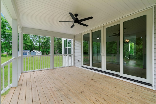 1076 Williams Rd, Charleston, SC 29412 - wooden terrace featuring a ceiling fan, a lawn, and french doors