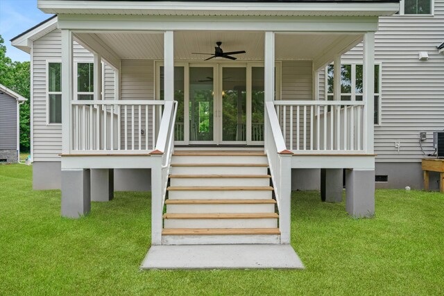 1076 Williams Rd, Charleston, SC 29412 - entrance to property featuring covered porch, a lawn, and ceiling fan