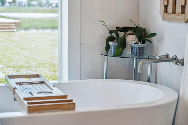bathroom view of a soaking tub