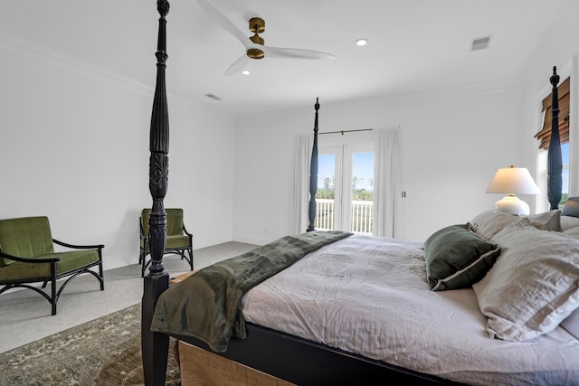 2128 Breezy Point Dr, Mount Pleasant, SC 29466 - bedroom with carpet flooring, access to outside, multiple windows, crown molding, and recessed lighting