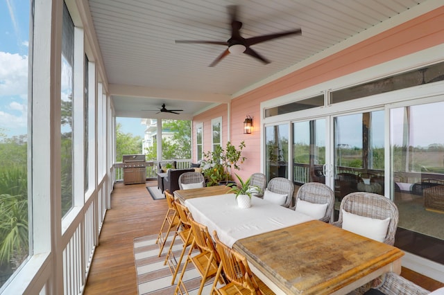 2128 Breezy Point Dr, Mount Pleasant, SC 29466 - sunroom featuring ceiling fan, outdoor dining area, and french doors