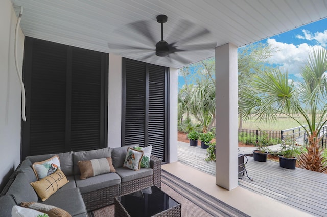 2128 Breezy Point Dr, Mount Pleasant, SC 29466 - view of patio with an outdoor living space, ceiling fan, and fence