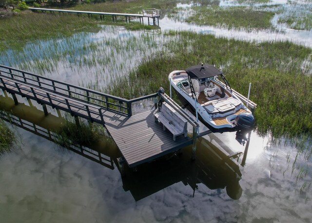 2128 Breezy Point Dr, Mount Pleasant, SC 29466 - dock area with a water view and boat lift