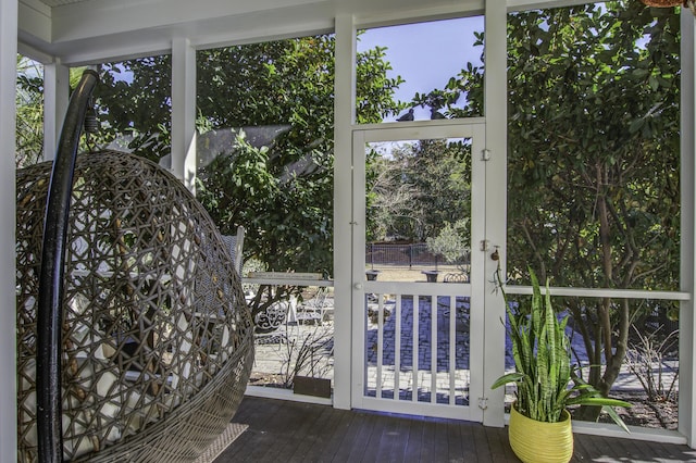 view of unfurnished sunroom