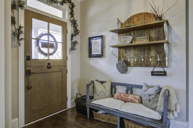 foyer entrance with dark hardwood / wood-style flooring