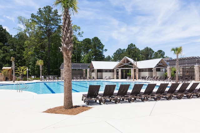 view of pool featuring a patio area