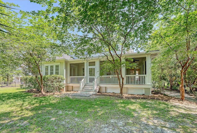 2701 Fountainhead Way, Mount Pleasant, SC 29466 - ranch-style home with a ceiling fan and a porch