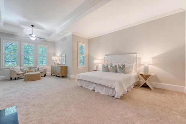 2701 Fountainhead Way, Mount Pleasant, SC 29466 - bedroom featuring carpet flooring, baseboards, ornamental molding, and a ceiling fan