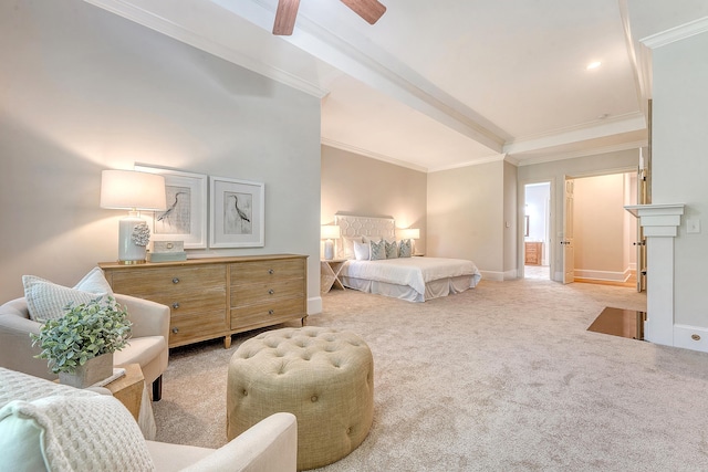 2701 Fountainhead Way, Mount Pleasant, SC 29466 - carpeted bedroom with crown molding, baseboards, and a ceiling fan