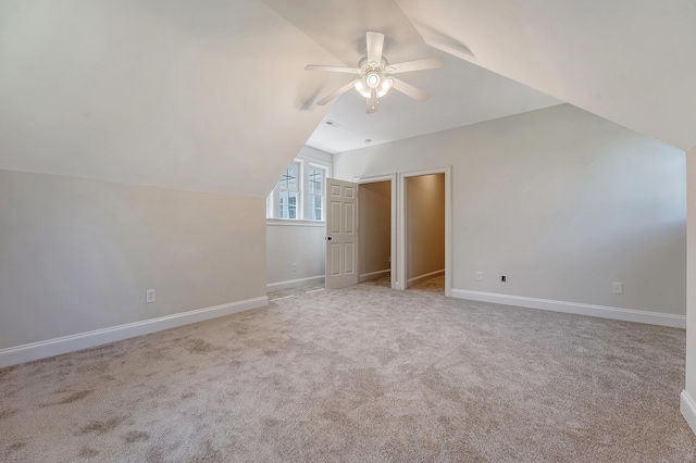 2701 Fountainhead Way, Mount Pleasant, SC 29466 - bonus room with lofted ceiling, a ceiling fan, light carpet, and baseboards