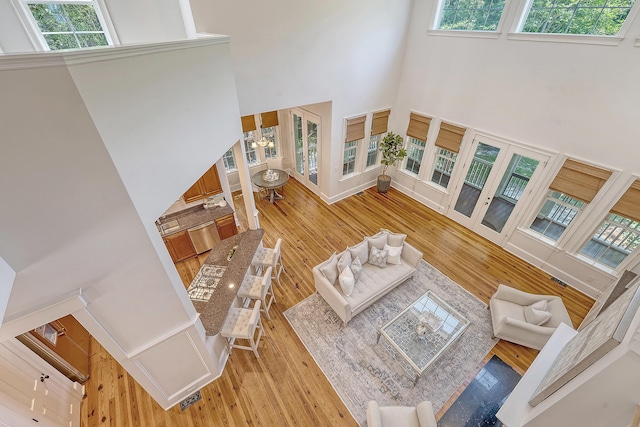 2701 Fountainhead Way, Mount Pleasant, SC 29466 - living room with a towering ceiling, light wood finished floors, and plenty of natural light