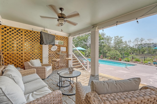 1308 Divot Ct, Mount Pleasant, SC 29466 - view of patio / terrace with outdoor lounge area and a ceiling fan