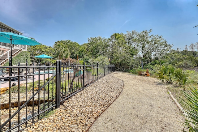 1308 Divot Ct, Mount Pleasant, SC 29466 - view of yard featuring stairway and view of wooded area