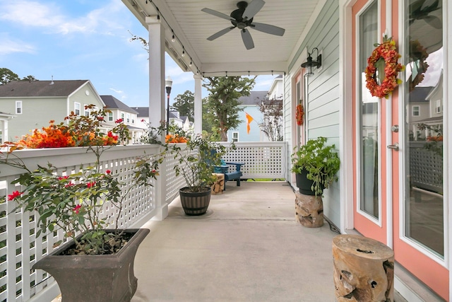 view of patio / terrace featuring ceiling fan