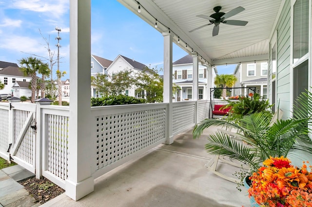 view of patio with ceiling fan