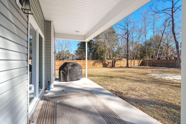 view of patio / terrace featuring a grill