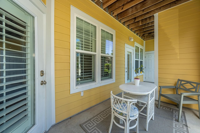 view of patio featuring a porch