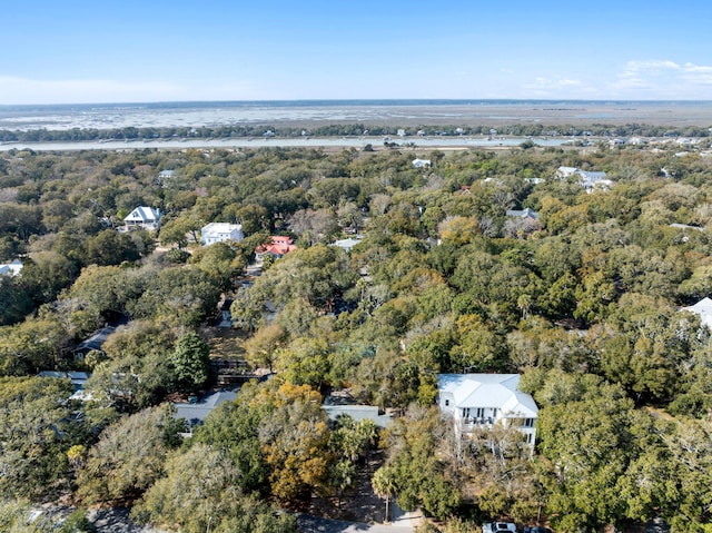 aerial view with a wooded view