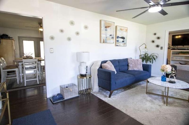 living room featuring dark hardwood / wood-style floors