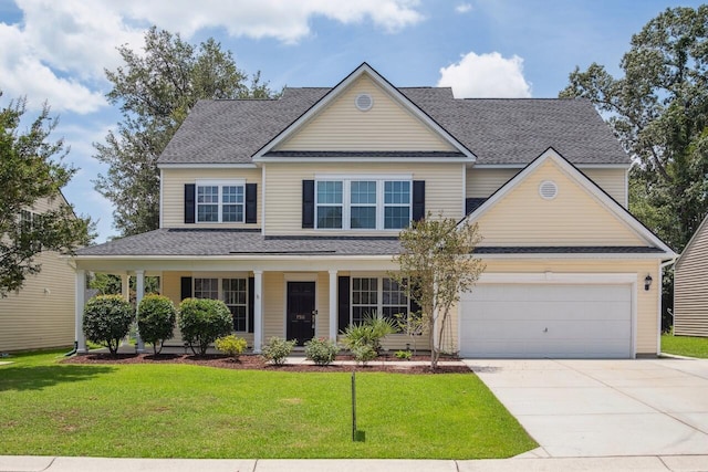 7511 Hawks Cir, Hanahan, SC 29410 - traditional-style house featuring concrete driveway, a garage, a front yard, and roof with shingles