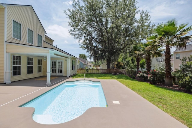 7511 Hawks Cir, Hanahan, SC 29410 - view of swimming pool with a patio area, a fenced backyard, and french doors