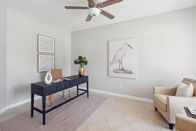 7511 Hawks Cir, Hanahan, SC 29410 - office area featuring a ceiling fan and light tile patterned flooring