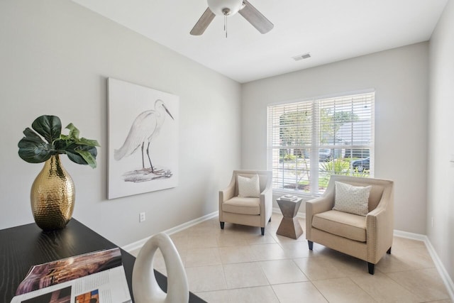 7511 Hawks Cir, Hanahan, SC 29410 - sitting room featuring light tile patterned floors and ceiling fan