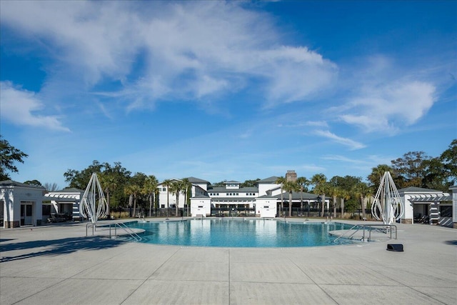 pool with a pergola