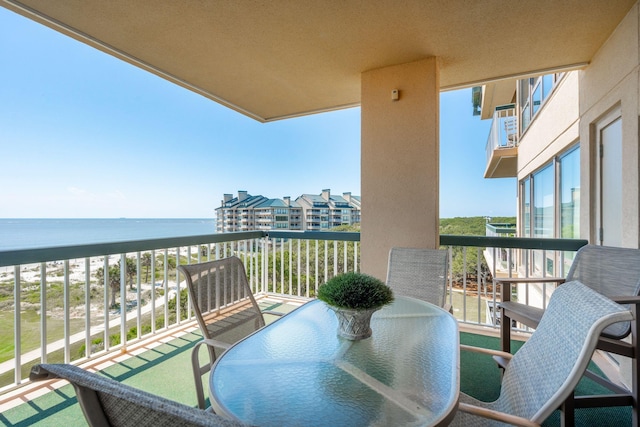 balcony with a water view