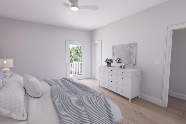 2161 W Jimtown Dr Unit 101, North Charleston, SC 29405 - bedroom featuring access to outside, light wood-type flooring, and a ceiling fan