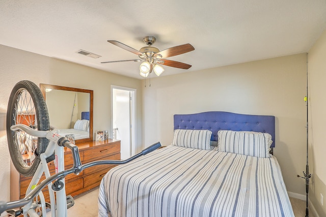 bedroom featuring ceiling fan