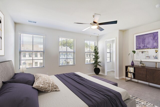 bedroom with carpet and ceiling fan