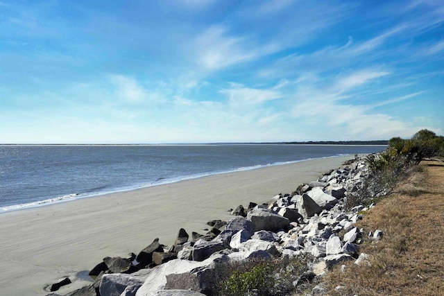 property view of water featuring a view of the beach