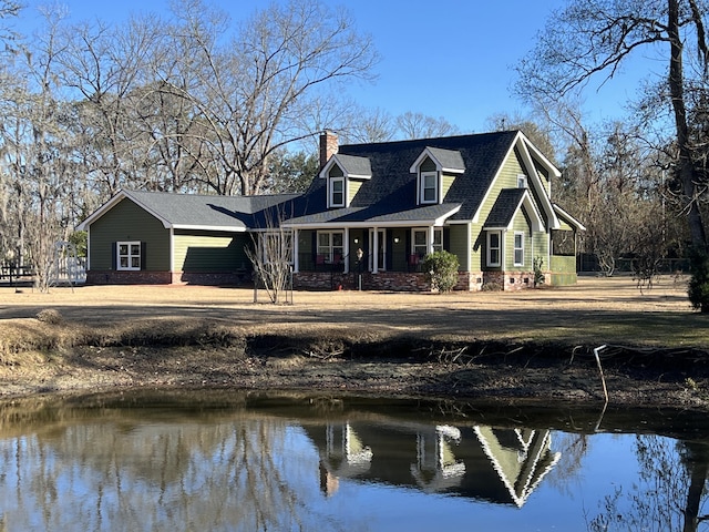 view of front facade featuring a water view