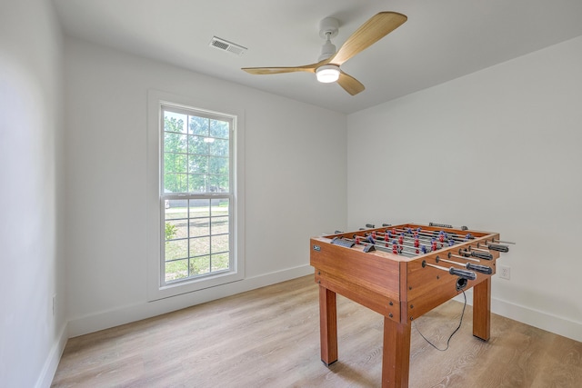 2534 Flamingo Dr, Charleston, SC 29414 - playroom featuring plenty of natural light, light wood-style flooring, ceiling fan, and baseboards
