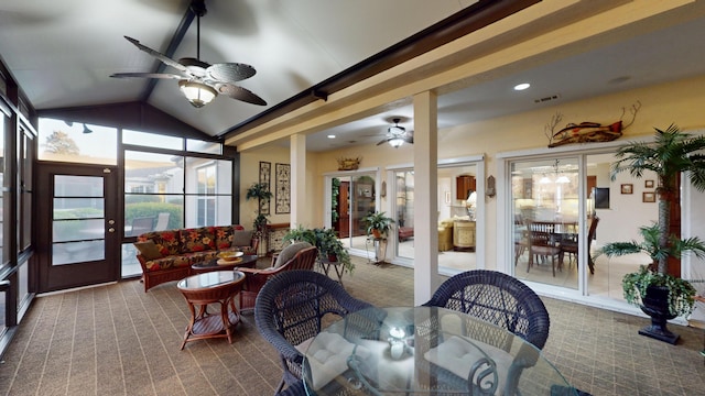 sunroom featuring french doors